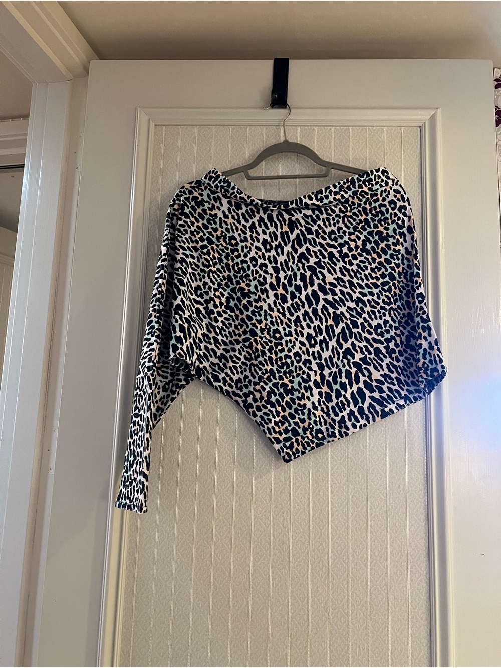 Women's Leopard Print Off-Shoulder Top with Matching Pant- Black & White